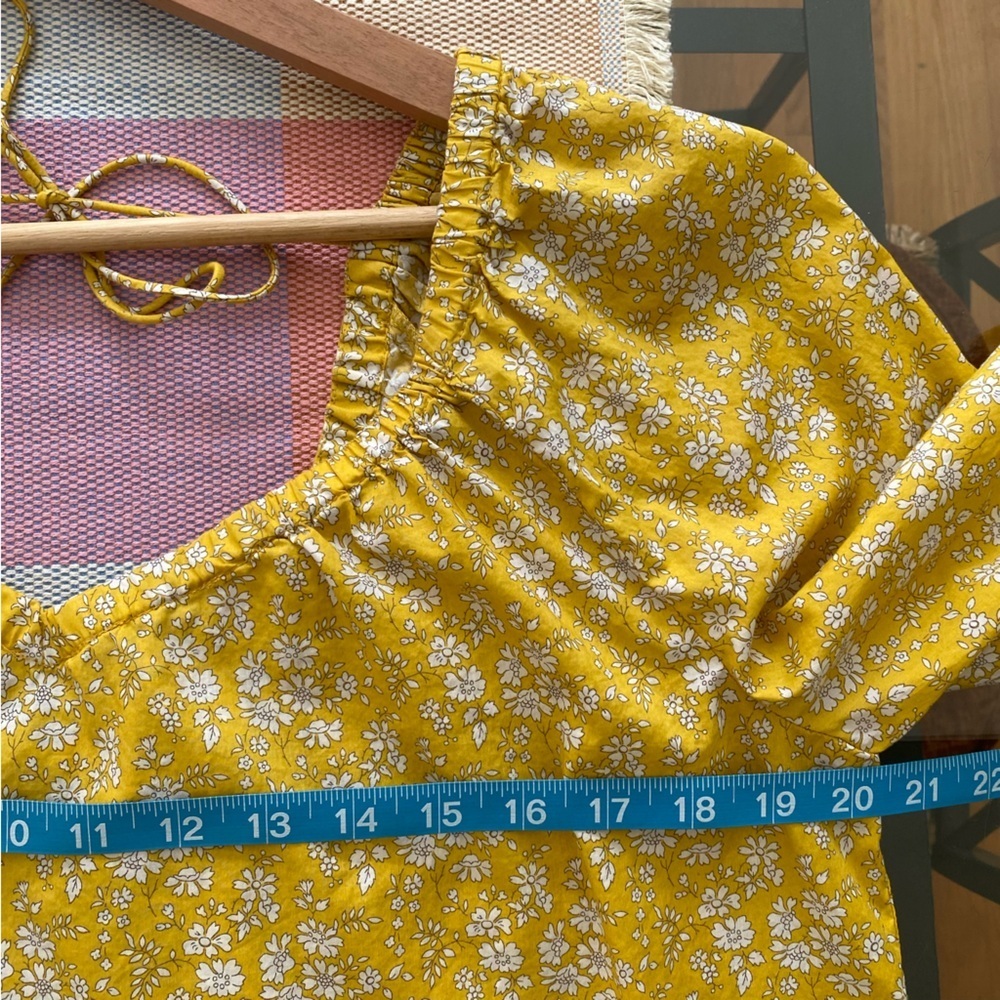 J. Crew Liberty Fabrics Yellow Floral Capel V-Neck Organic Cotton Blouse M - Picture 12 of 14